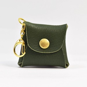 Tochigi Leather Key Ring Attached Square Coin Case Green Coin Purse Men's Ladies Green