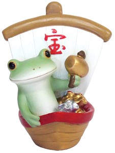 コポー　宝船とカエル「正月」 蛙 かえる  置物 マスコットオーナメント copeau
