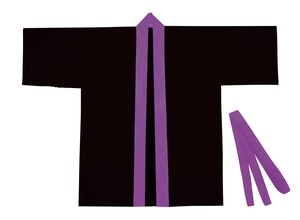 【ATC】カラー不織布ハッピ小学校高学年〜中学生用黒(紫襟) 4575