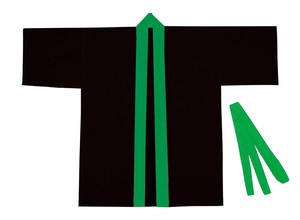 【ATC】カラー不織布ハッピ幼児〜小学校低学年用黒(緑襟) 4570