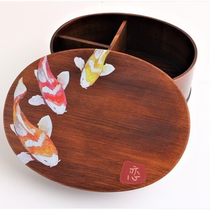 ☆伝統ある日本の国魚/WOODEN【和柄】わっぱ一段弁当箱　恋（鯉）　漆