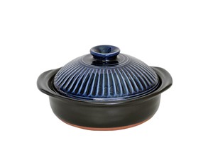 菊花 瑠璃釉6号鍋  【空焚き不可 日本製  萬古焼  耐熱陶器(蓋は陶器）】