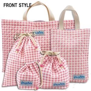 Tote Bag Pink Quilted Check Set of 5