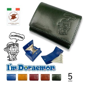 Trifold Wallet Cattle Leather Doraemon Sanrio Leather Genuine Leather