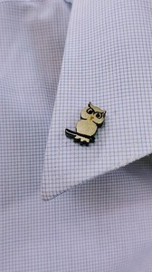 Owl Silver Echizen Lacquerware Wooden pin Badge Suits Made in Japan