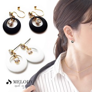 Clip-On Earrings Gold Post Earrings black Made in Japan