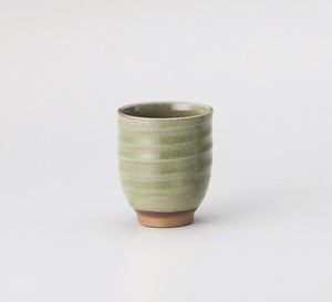 緑貫入腰丸湯呑（大）  【日本製    陶器】