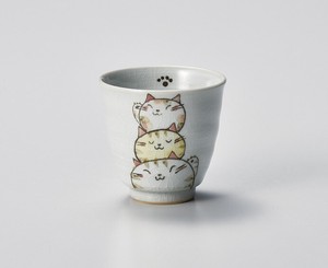猫づくし湯呑（茶）  【日本製    陶器】