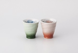 バラグリーン手造り湯呑  【日本製    陶器】