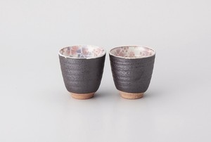 粉引舞桜湯呑（紫）  【日本製    陶器】