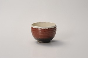赤楽黒吹内白ゆったり碗  【日本製    陶器】
