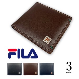 全3色 FILA（フィラ）リアルレザー バイカラー 二つ折り財布 ショートウォレット 牛革 本革 (61fl43)