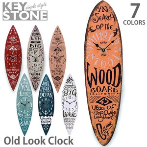 キーストーン【KEY STONE】オールドルック サーフボードクロック(CL0496) 時計 掛け時計 レトロ サーフィン