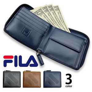 全3色 FILA（フィラ）ドットロゴ型押し ラウンドファスナー 2つ折り財布 ショート ウォレット (61fl52)