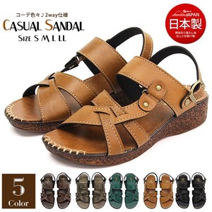 Sandals Wedge Sole Low-heel 2Way Casual Made in Japan