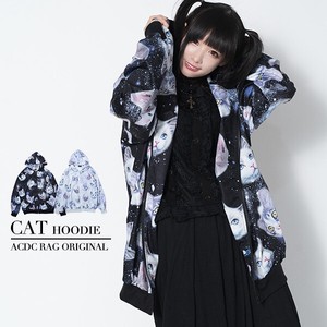 CAT ZIP BIGパーカー 原宿系 カラフル 猫 ファッション