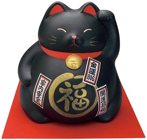 cat Jean Piggy Bank Black Made in Japan Banko Ware