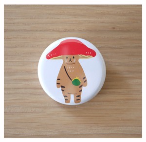 Button Badges Mushrooms Cat