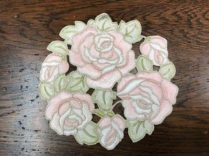 コースター＜all　embroidery　rose2）