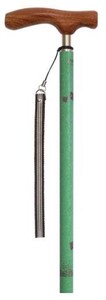 【軽量 伸縮杖】和彩 花鳥風月 千鳥に波（緑青・グリーン）身長約150-180cm