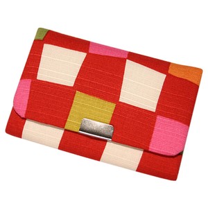 Business Card Card Case With gusset Checkered Red Series