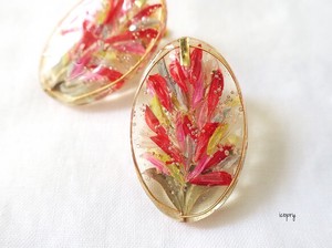 Clip-On Earring Gold Post Earrings Colorful Botanical