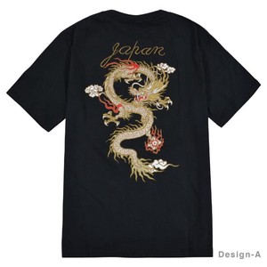 Jersey Stretch Japanese Pattern Short Sleeve T-shirt Embroidery Sukajan Jacket
