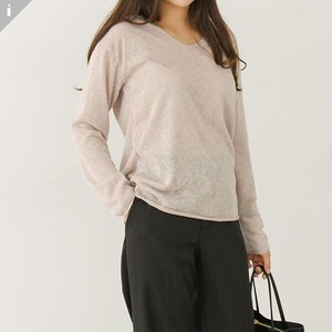 Sweater/Knitwear Knitted Long Sleeves V-Neck Slim Simple