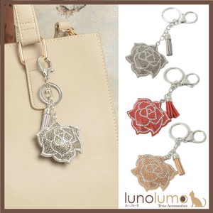 キーホルダー バッグチャーム キラキラ 花 薔薇 バラ フラワー グレー 赤 ゴールド レディース KH
