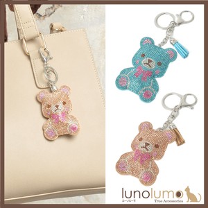 Key Ring Bag Charm Teddy Bear bear Plush Toy Glitter Beige Ladies