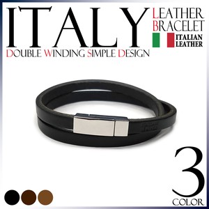 ■2020新作■ITALIAN LEATHER ブレスレット 2重巻き シンプル ITALY 本革 キレイめ メンズ