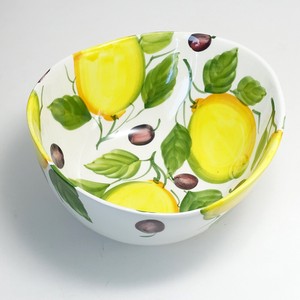 イタリア製 レモン柄 サラダボウル かなり深め 陶器 食器 ハンドメイド ベジタブル