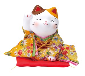 Ornament Kinsai Crape Beckoning cat Right Hand