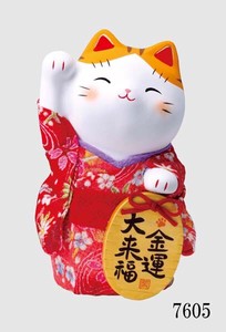 Happiness Fun Fortune Ornament Kinsai Crape Koban Beckoning cat