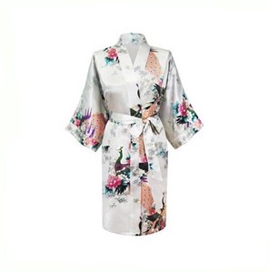 Kimono Robe Floral Pattern White