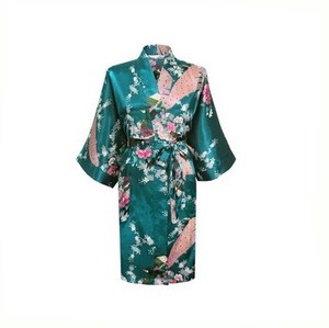 Kimono Robe Floral Pattern Green