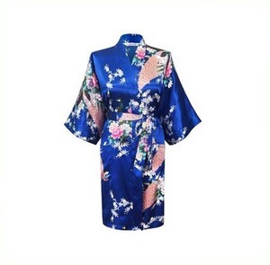 Kimono Robe Floral Pattern Blue