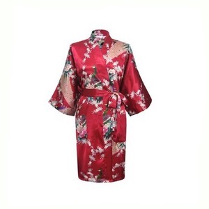 Kimono Robe Floral Pattern Red