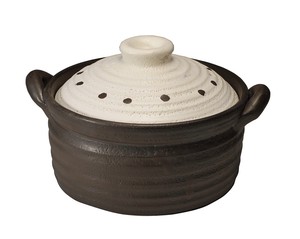 NEWﾒﾀﾙIH炊飯鍋 ﾄﾞｯﾄﾎﾜｲﾄ(2合炊)  【日本製  萬古焼  耐熱陶器】