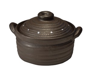 NEWﾒﾀﾙIH炊飯鍋ﾄﾞｯﾄﾌﾞﾗｯｸ(2合炊)  【日本製  萬古焼  耐熱陶器】