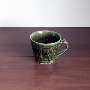 くつろぎのCafe 織部マグカップ  【日本製  信楽焼  陶器】