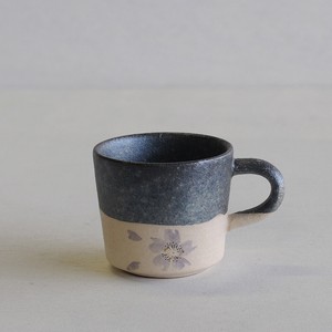 信乐烧 马克杯 陶器 花朵 蓝色 日本制造