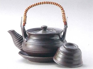 碗形ｲﾗﾎﾞ吹(茶) 土瓶むし(DF-4)  【日本製  萬古焼  陶器】
