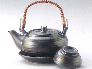 丸形ｲﾗﾎﾞ吹(茶) 土瓶むし(DG-4)  【日本製  萬古焼  陶器】