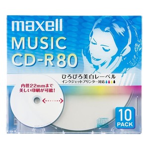 マクセル 音楽用CD-R 80分 インクジェットプリンタ対応ホワイト 10枚 5mmケース入 CDRA80WP.10S