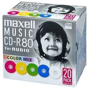 マクセル 音楽用 CD-R 80分 カラーミックス 20枚 5mmケース入 CDRA80MIX.S1P20S