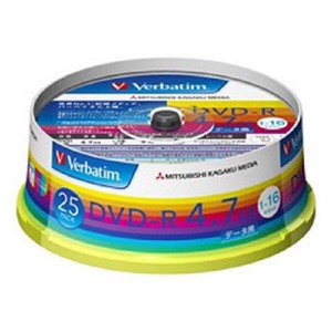 Verbatim 1回記録用 DVD-R (片面1層/1-16倍速/25枚) DHR47JP25V1