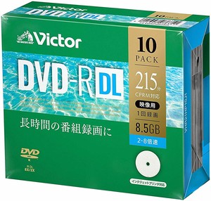 【画像が小さい】ビクター 録画用DVD-R 10枚 8.5GB インクジェットプリンター対応 VHR21HP10J1