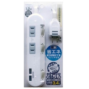 カシムラ USBポートが付いたスイッチ付き電源タップ AC-010 WH