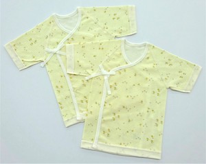 Sale 日本製 2枚組 短肌着 ミツバチ柄 （厚地）50cm 秋冬用 新生児肌着